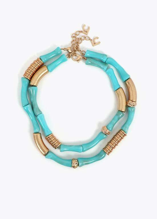 LOLA CASADEMUNT pack collares combinados  azul y metal