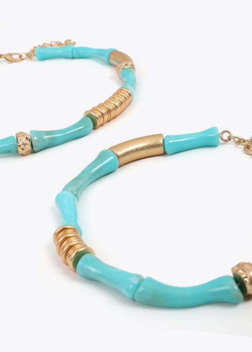 LOLA CASADEMUNT pack collares combinados  azul y metal - 4