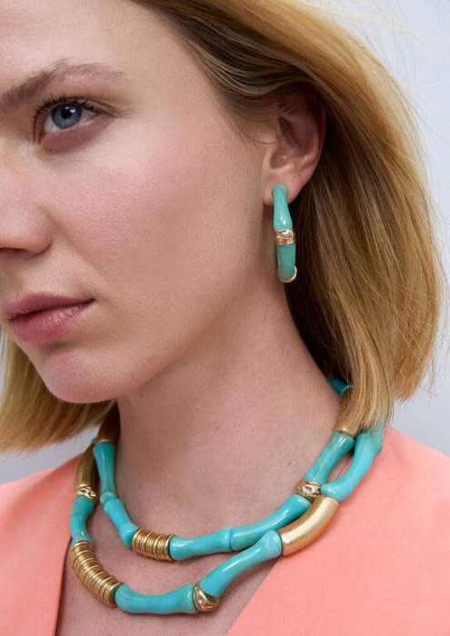 LOLA CASADEMUNT pack collares combinados  azul y metal - 7
