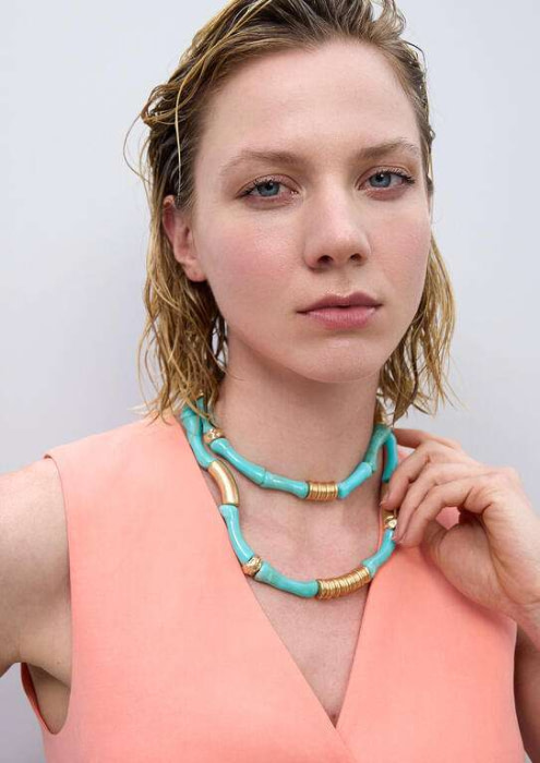 LOLA CASADEMUNT pack collares combinados  azul y metal - 8