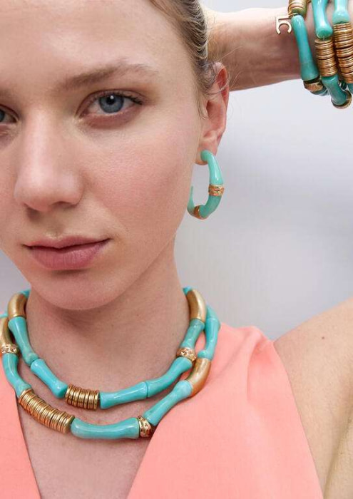 LOLA CASADEMUNT pack collares combinados  azul y metal - 10