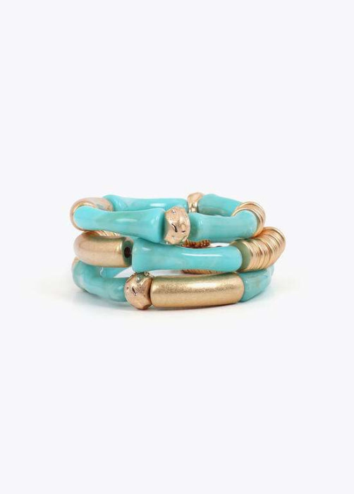 LOLA CASADEMUNT pack pulseras combinados  azul y metal - 1