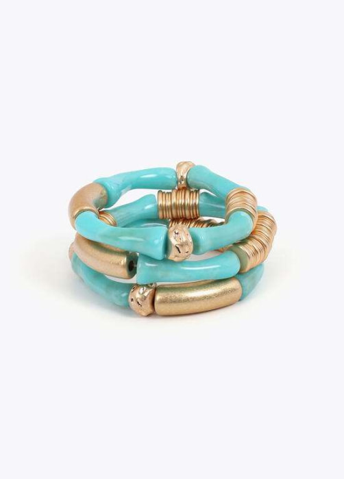 LOLA CASADEMUNT pack pulseras combinados  azul y metal - 2