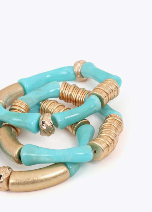 LOLA CASADEMUNT pack pulseras combinados  azul y metal - 4