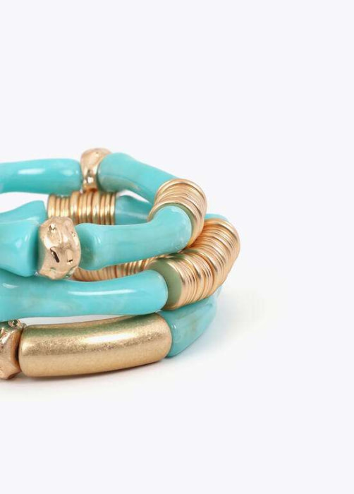 LOLA CASADEMUNT pack pulseras combinados  azul y metal - 5