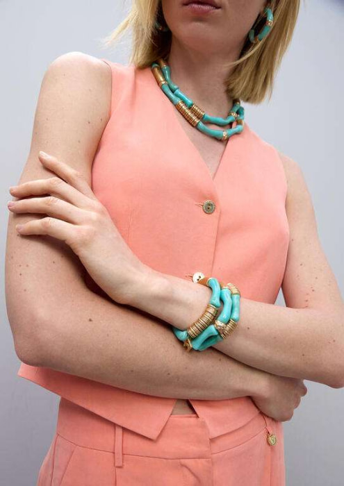 LOLA CASADEMUNT pack pulseras combinados  azul y metal - 9