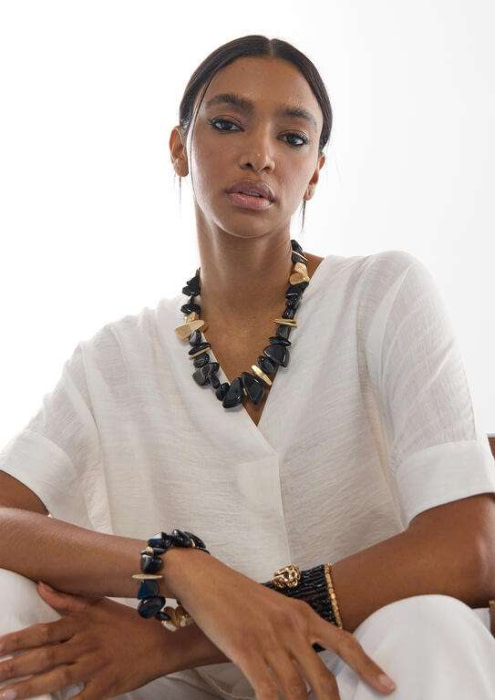 LOLA CASADEMUNT collar combinado con piezas metal y negro - 5