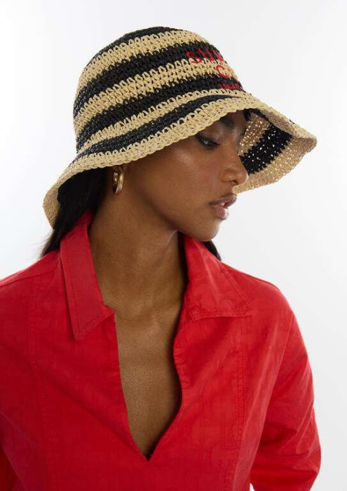 LOLA CASADEMUNT sombrero efecto rafia espiga crudo y negro - 1