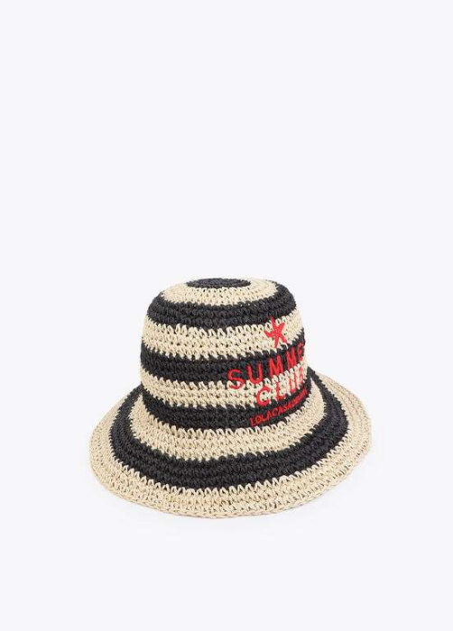 LOLA CASADEMUNT sombrero efecto rafia espiga crudo y negro - 3