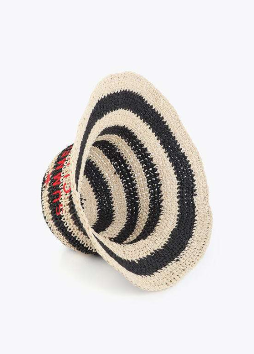 LOLA CASADEMUNT sombrero efecto rafia espiga crudo y negro - 4