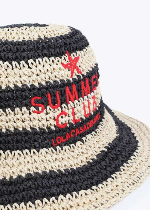 LOLA CASADEMUNT sombrero efecto rafia espiga crudo y negro - 5