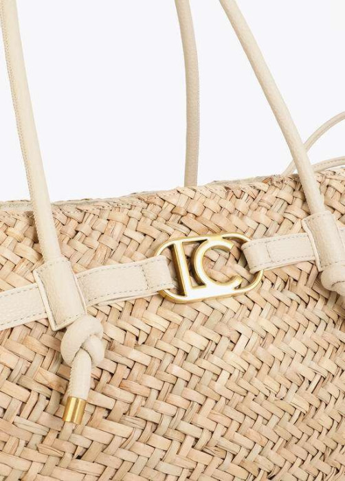 LOLA CASADEMUNT capazo rafia con asas crudo y  blanco - 6