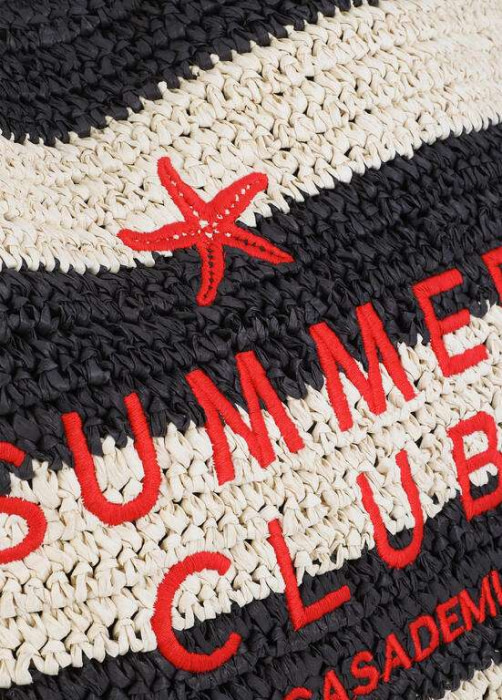 LOLA CASADEMUNT bolso efecto rafia con rayas  negro y crudo - 6