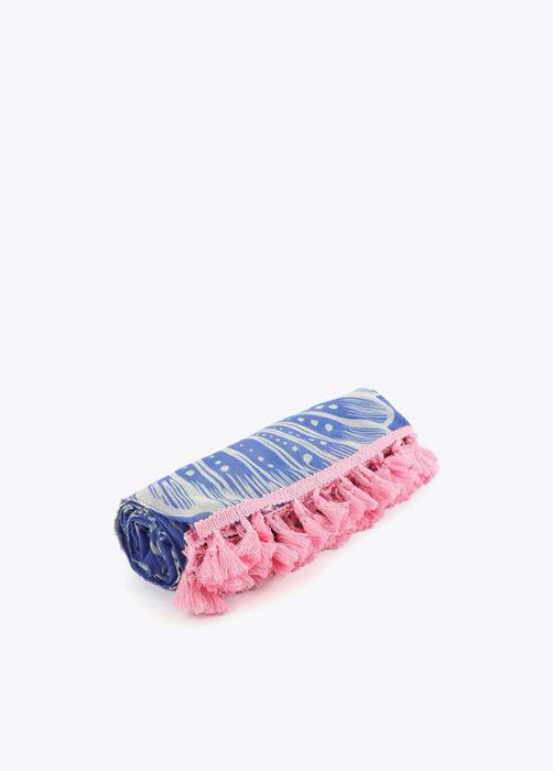 LOLA CASADEMUNT pareo estampado conchas azul  y crudo - 3