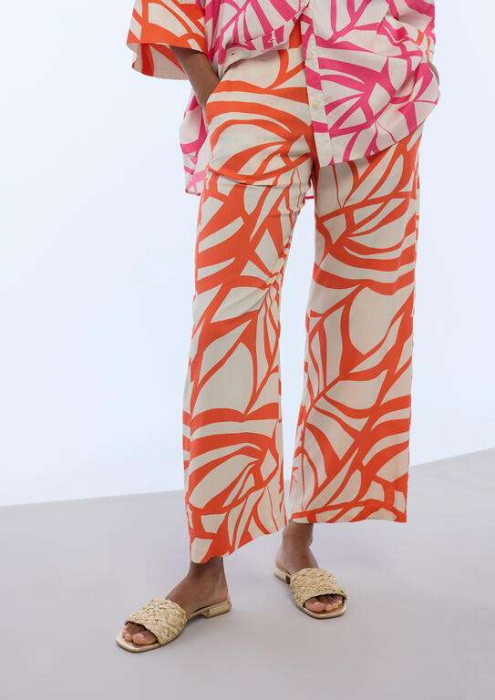 LOLA CASADEMUNT pantalón estampado naranja y crudo - 1