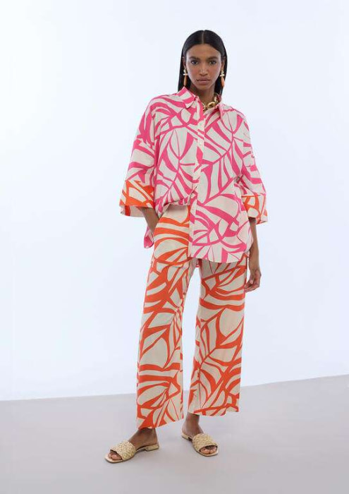 LOLA CASADEMUNT pantalón estampado naranja y crudo - 2
