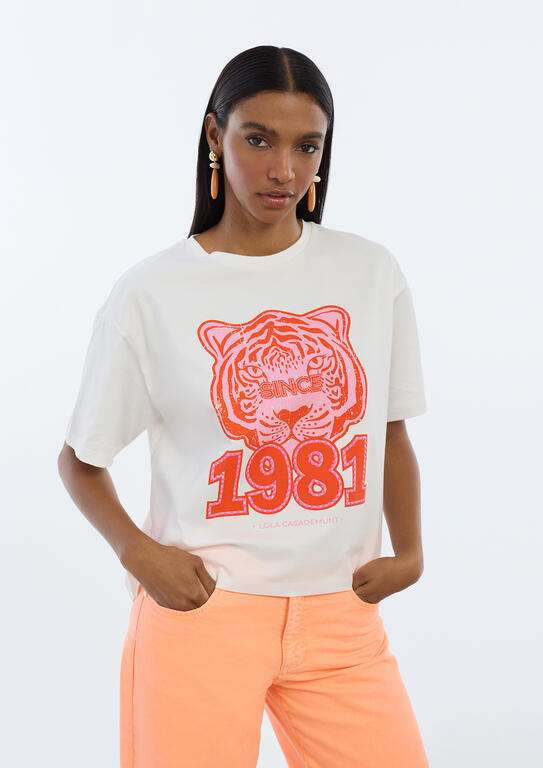 LOLA CASADEMUNT camiseta tigre blanco y naranja