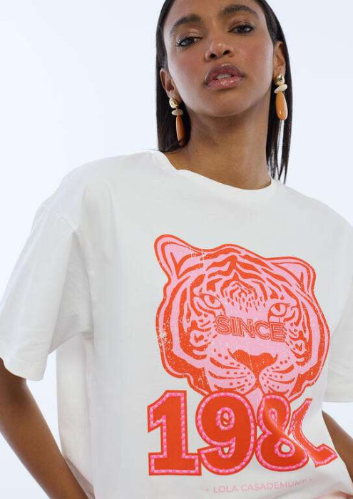 LOLA CASADEMUNT camiseta tigre blanco y naranja - 2