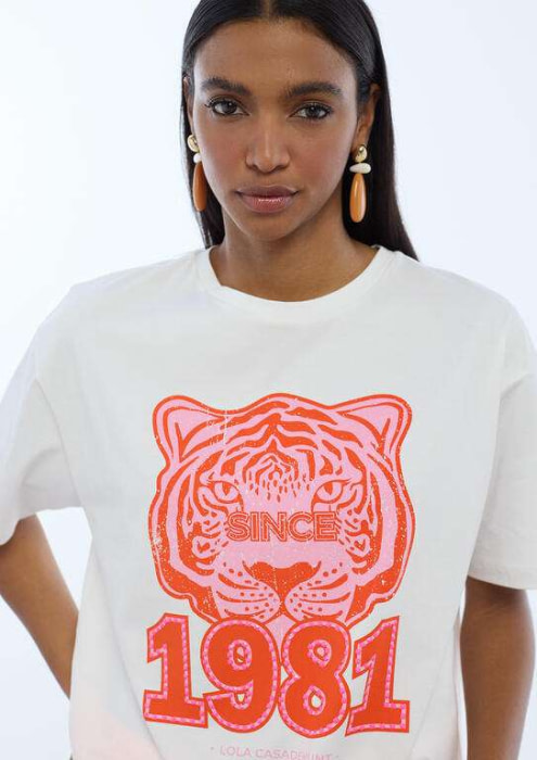 LOLA CASADEMUNT camiseta tigre blanco y naranja - 3