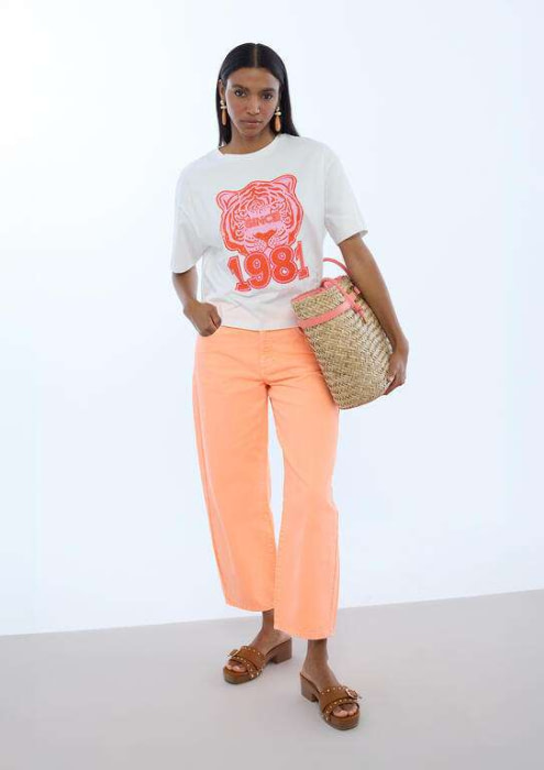LOLA CASADEMUNT camiseta tigre blanco y naranja - 6