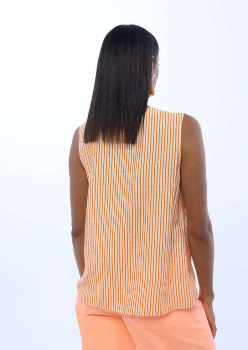 LOLA CASADEMUNT camisa rayas naranja y crudo - 3