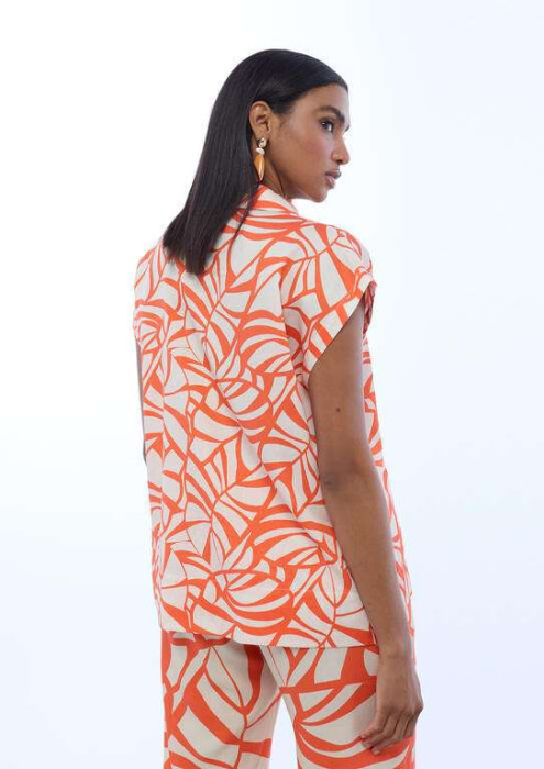 LOLA CASADEMUNT blusa estampado naranja y crudo - 4