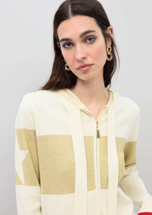 LOLA CASADEMUNT sudadera con capucha crudo en  lúrex con estrella - 2