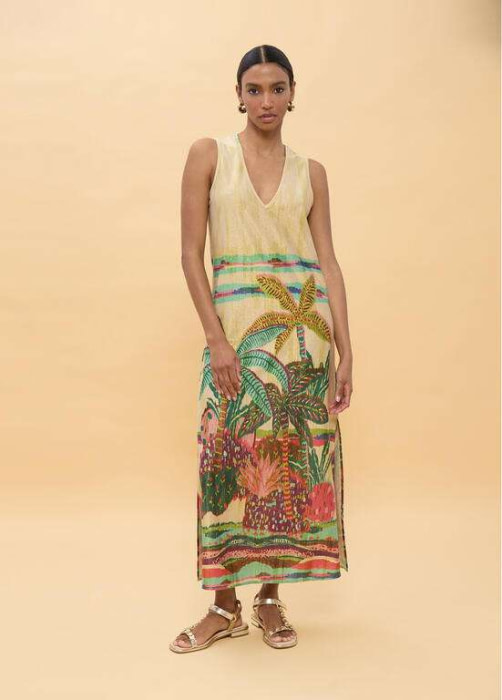 LOLA CASADEMUNT vestido estampado crudo y multicolor - 1