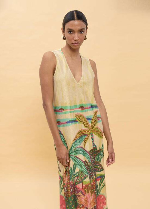 LOLA CASADEMUNT vestido estampado crudo y multicolor - 2