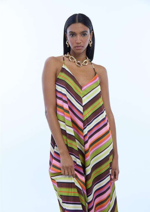 LOLA CASADEMUNT vestido satinado multirayas - 3