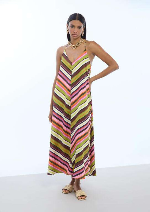 LOLA CASADEMUNT vestido satinado multirayas - 5