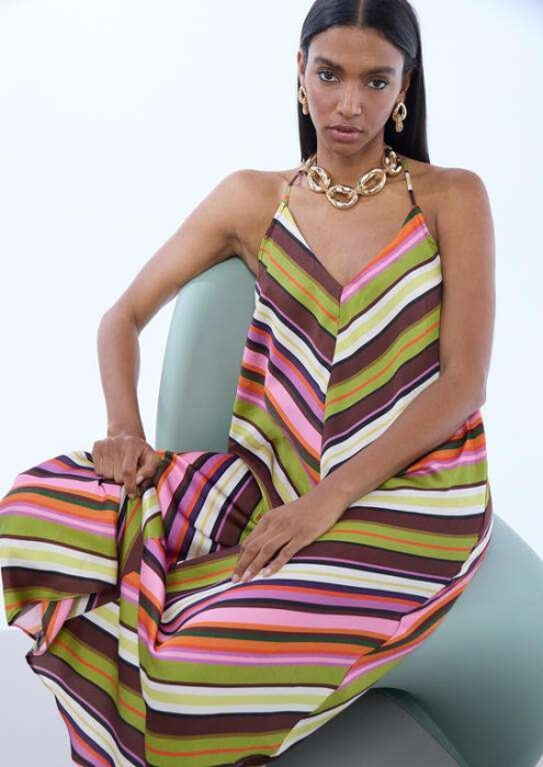 LOLA CASADEMUNT vestido satinado multirayas - 6