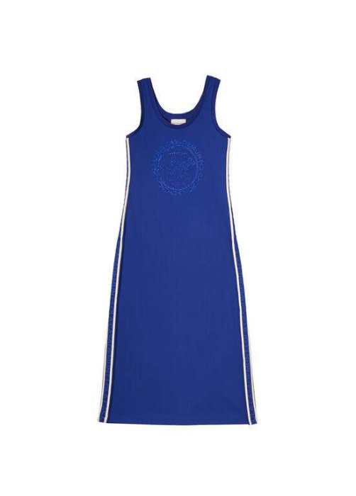 LOLA CASADEMUNT vestido azul con logo en swarovski - 1