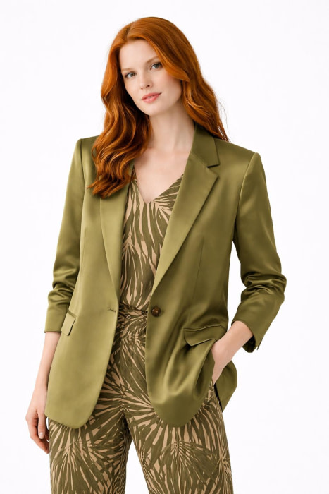 PENNYBLACK top viscosa escote pico estampado hojas verde - 3
