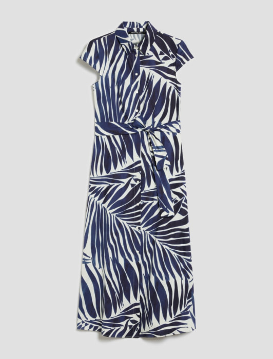 PENNYBLACK vestido algodón con estampado de  hojas azul y blanco - 2