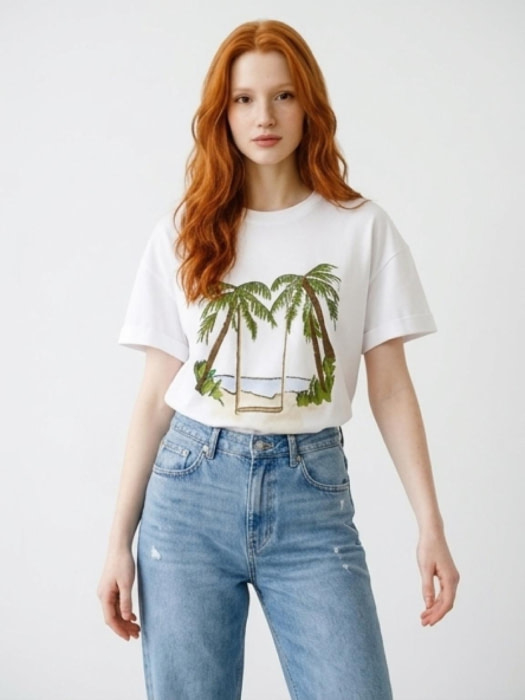 PENNYBLACK camiseta m/c blanca estampado palmeras - 2