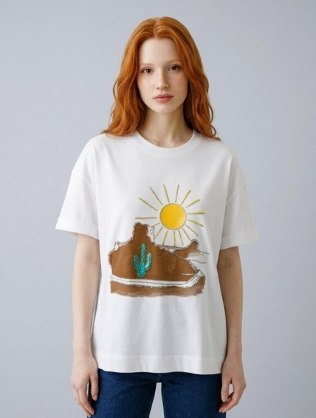PENNYBLACK camiseta m/c blanca estampado sol