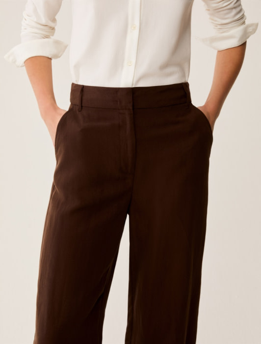 PENNYBLACK pantalón lino viscosa color marrón - 2