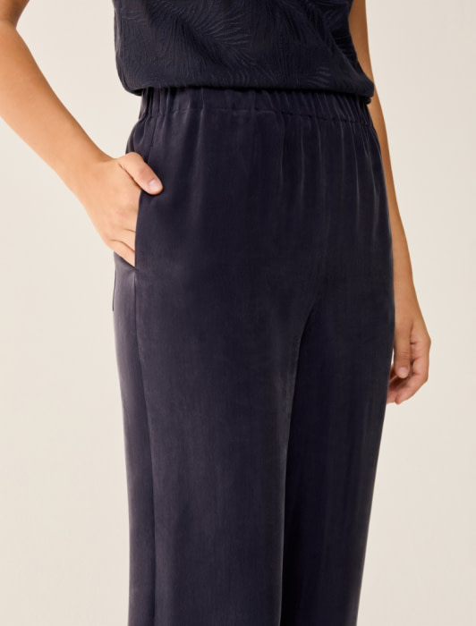 PENNYBLACK pantalón gomas en cupro azul marino - 4