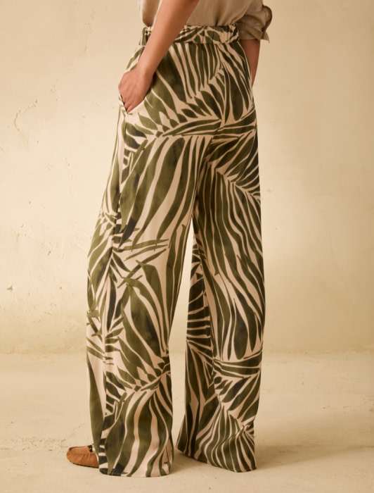 PENNYBLACK pantalón viscosa estampado hojas verde - 2