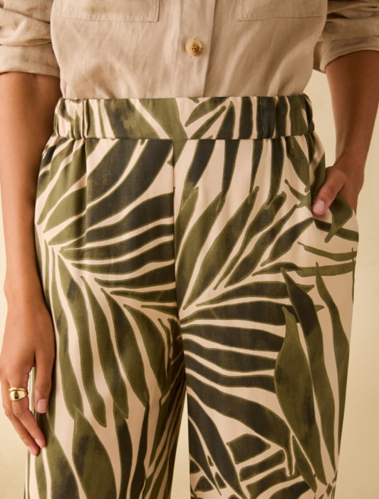 PENNYBLACK pantalón viscosa estampado hojas verde - 5