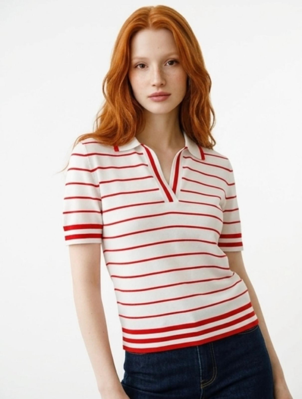 PENNYBLACK polo m/c rayas rojo y crudo