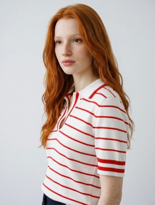 PENNYBLACK polo m/c rayas rojo y crudo - 2