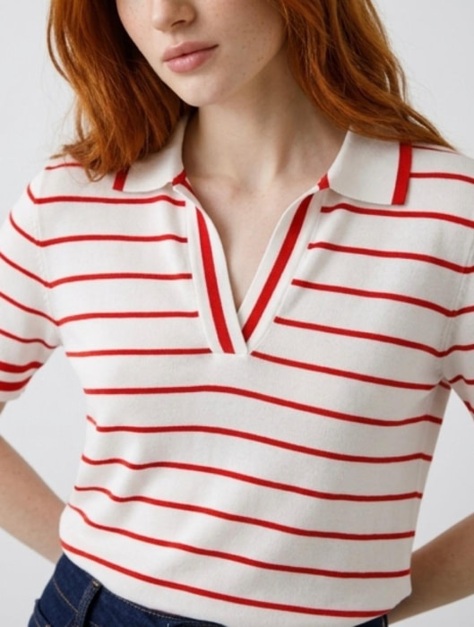 PENNYBLACK polo m/c rayas rojo y crudo - 3