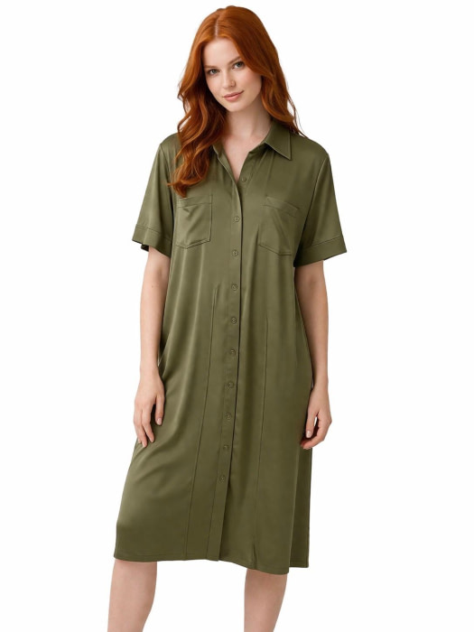 PENNYBLACK vestido camisero caqui con viscosa - 2