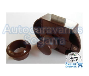 CIERRE PULSADOR MARRÓN CON ROSETA PARA ARMARIO