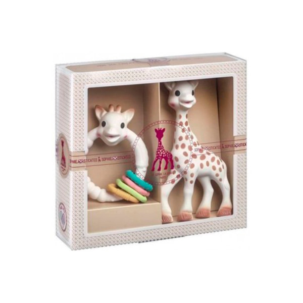 Juguete bebés mordedor Sophie La Girafe Mi primer Set + Anillos Colores