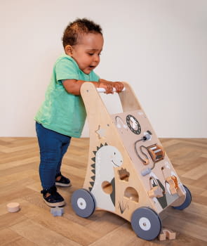 Andador de actividades para bebés de madera natural. - 3