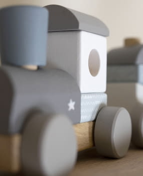 Tren bloques apilables bebès madera natural Label Label varios colores - 2