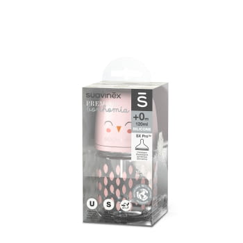 BIBERÓN VIDRIO 120ML BONHOMIA FEATHER ROSA - 2